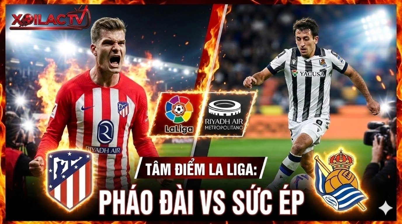 Hình ảnh đồ họa đối đầu trực tiếp trận Atlético Madrid vs Real Sociedad vòng 27 La Liga - Xoilac TV