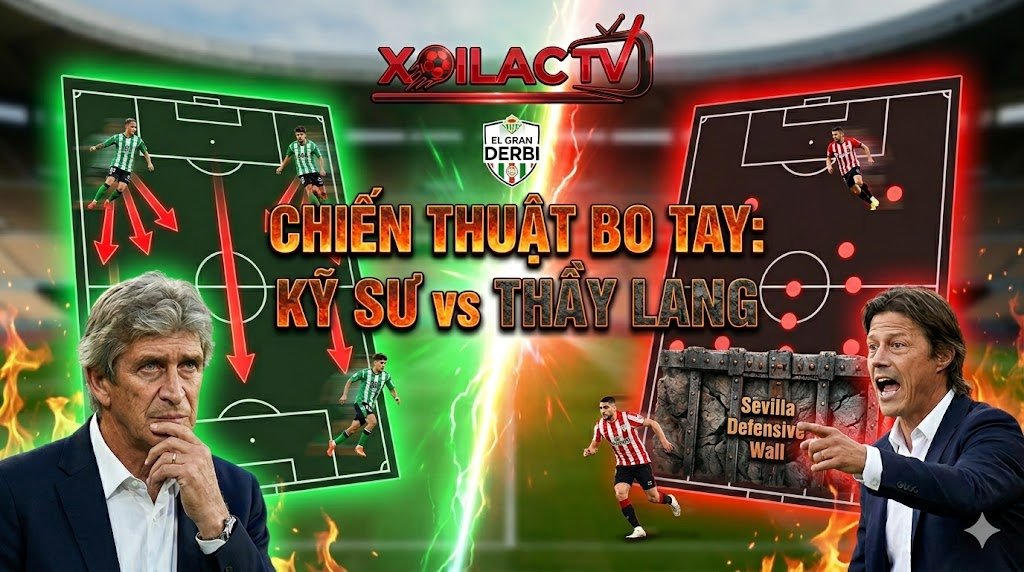 Phân tích chiến thuật Real Betis vs Sevilla: Sơ đồ tấn công 4-3-3 của HLV Manuel Pellegrini đối đầu với khối phòng ngự low-block 5-3-2 của Sevilla