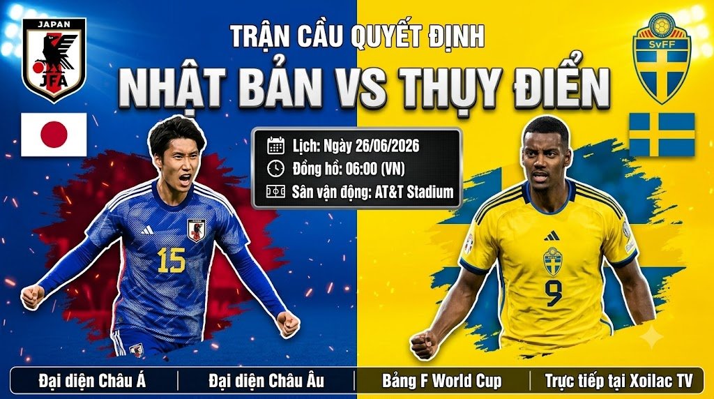 Nhận định soi kèo Nhật Bản vs Thụy Điển lúc 06h00 ngày 26/06 World Cup 2026 chi tiết tại Xoilac TV.