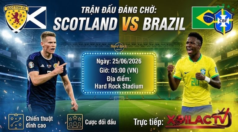 Nhận định soi kèo trận đấu Scotland vs Brazil bảng C World Cup 2026 - Góc nhìn chuyên gia Xoilac TV.