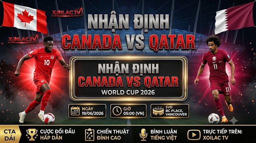 Nhận định soi kèo bóng đá trận Canada vs Qatar World Cup 2026 trên Xoilac TV