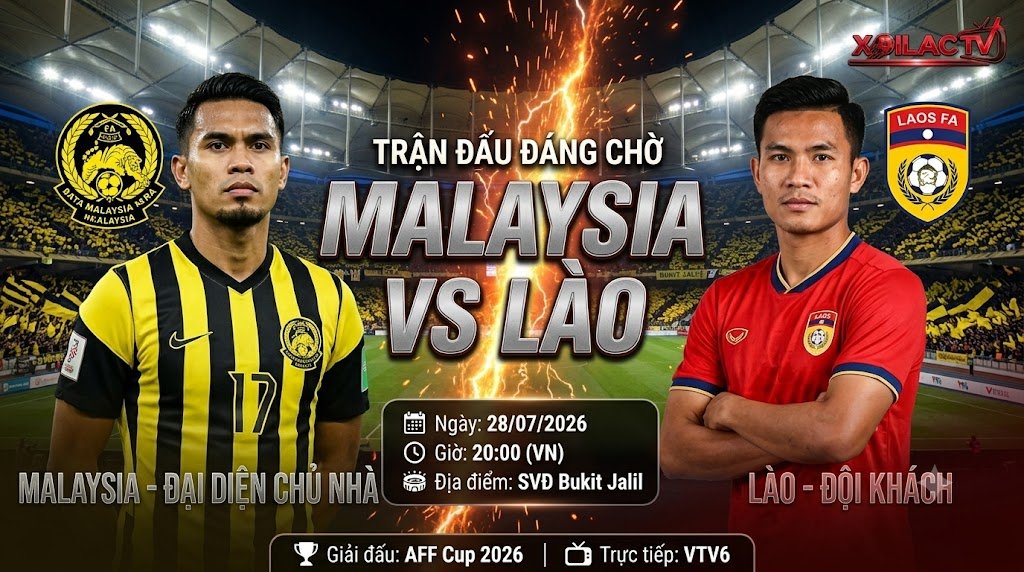 Nhận định, trực tiếp bóng đá Malaysia vs Lào 20h00 ngày 28/07/2026 chất lượng cao trên Xoilac TV.