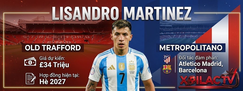 Tin chuyển nhượng Lisandro Martinez rời MU sang Atletico Madrid được cập nhật mới nhất trên Xoilac TV.