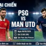 Nhận định và soi kèo trận đại chiến giao hữu giữa PSG vs Man Utd lúc 22h00 ngày 08/08/2026 trên nền tảng Xoilac TV.